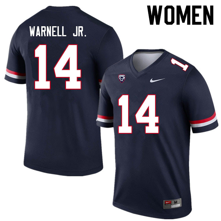 Women #14 DJ Warnell Jr. Arizona Wildcats College Football Jerseys Sale-Navy - Click Image to Close